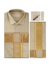 Men's Art Silk Medium Gold Jacquard Full Sleeves Shirt with 3