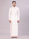 Mens Art Silk Half White Full Sleeves Shirt with 2 1/2