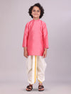 Boys Pink Colour Kurtha with Gold Jari Panchakacham Combo Chitrang