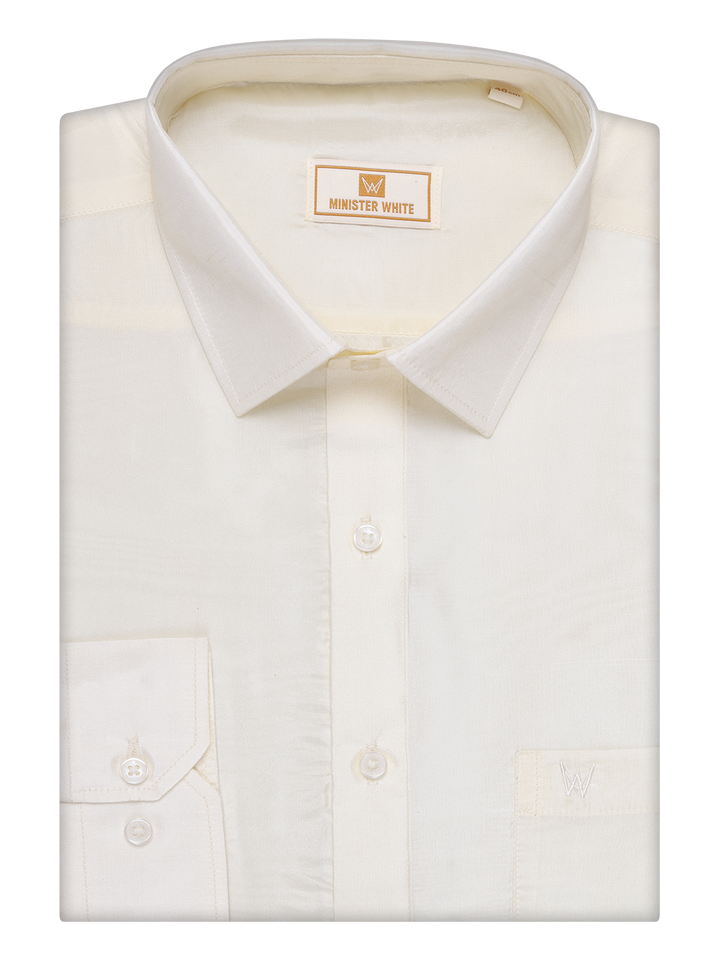 Mens Art Silk Light Copper Full Sleeves Shirt by Minister White by Minister White