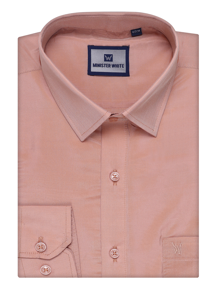 Men's Art Silk Dark Copper Full Sleeves Shirt Finesse