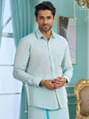 Mens Mint Blue Colour Tissue Shirt Lavish
