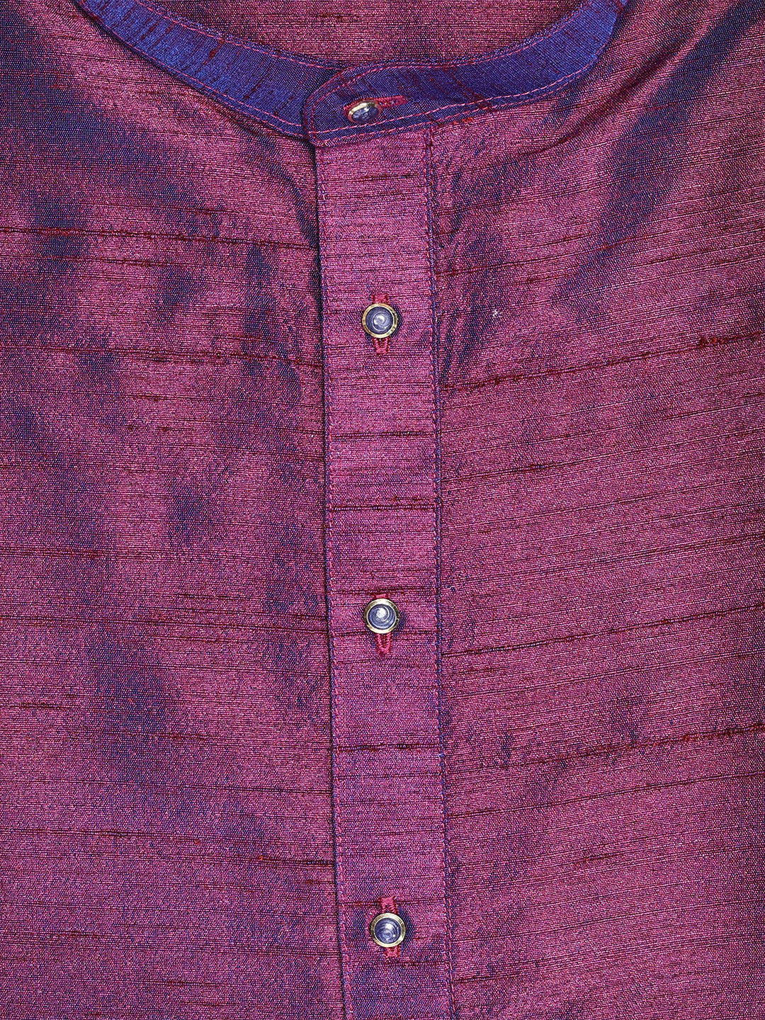 Men's Dupion Satin Wine Mandarin Collar Kurta 11001