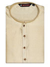 Men's Art Silk Cream Jari Jacquard Printed Mandarin Collar Kurta 10207