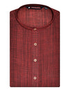 Men's Cotton Blend Red & Black Checked Mandarin Collar Kurta 10102