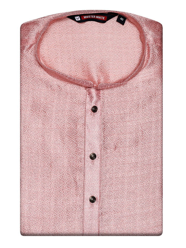 Men’s Blush Pink Cotton Blend Subtle Jacquard Elegance Kurta 30008