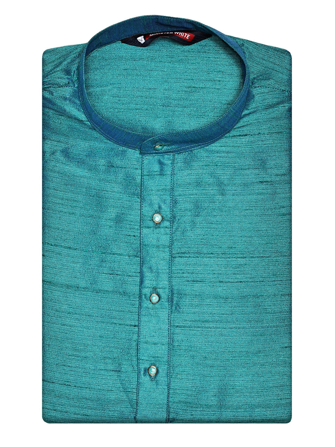 Men's Dupion Satin Teal Mandarin Collar Kurta 11001
