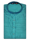 Men's Dupion Satin Teal Mandarin Collar Kurta 11001