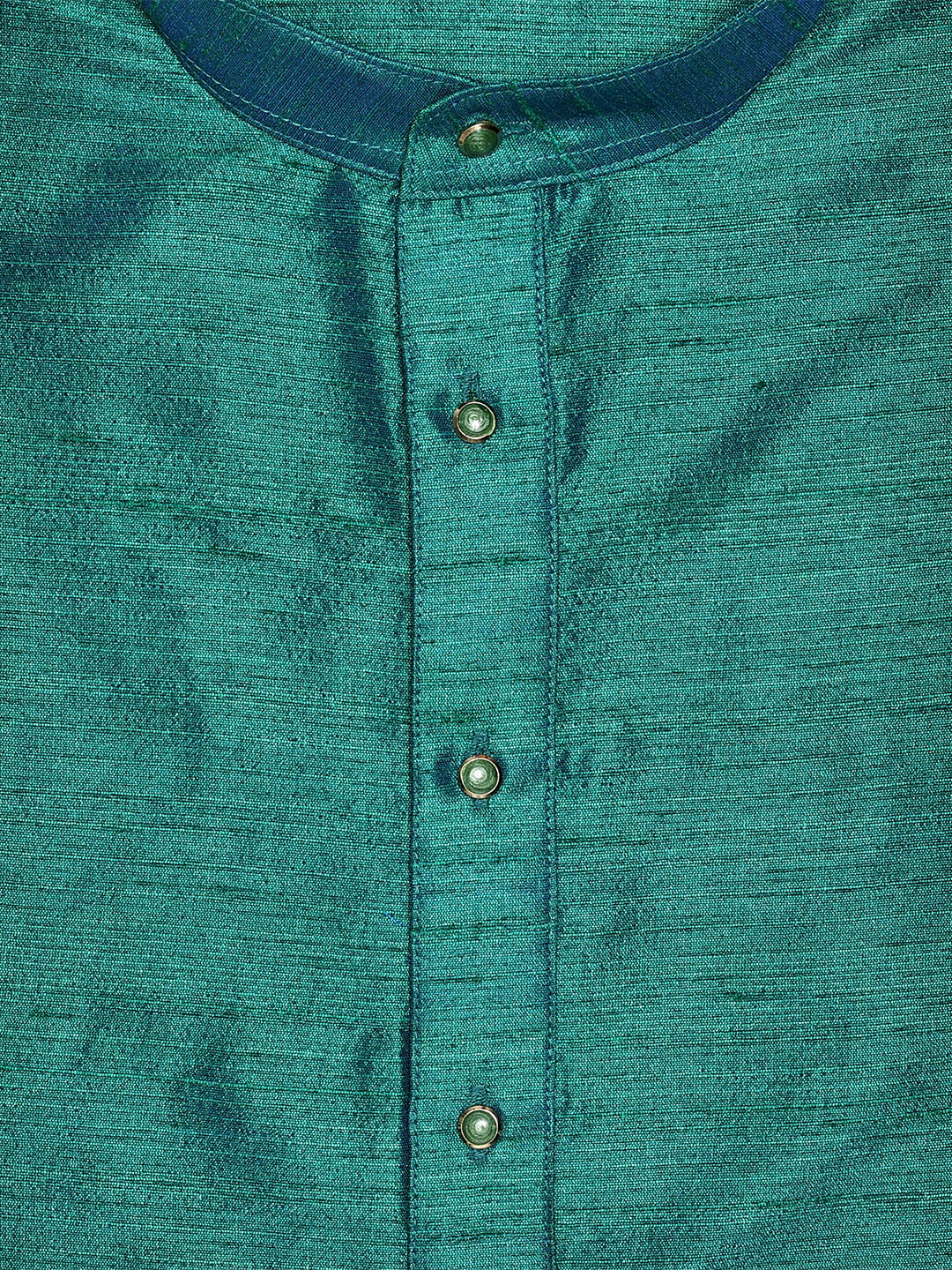 Men's Dupion Satin Teal Green Mandarin Collar Kurta 11001