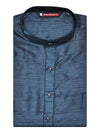Men's Dupion Satin Navy Blue Mandarin Collar Kurta 11001