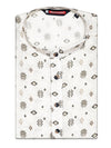Men’s Off-White Cotton Printed Kurta with Geometric Accents 30045