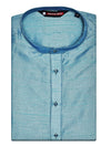 Men's Dupion Satin Sky Blue Mandarin Collar Kurta 11001