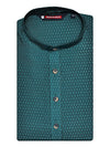 Men’s Teal Green Jacquard Printed Mandarin Collar Kurta 11007