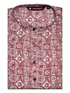 Men’s Maroon and White Printed Cotton Heritage Pattern Kurta 30016