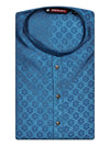 Men’s Teal Blue Geometric Jacquard Printed Mandarin Collar Kurta 30002