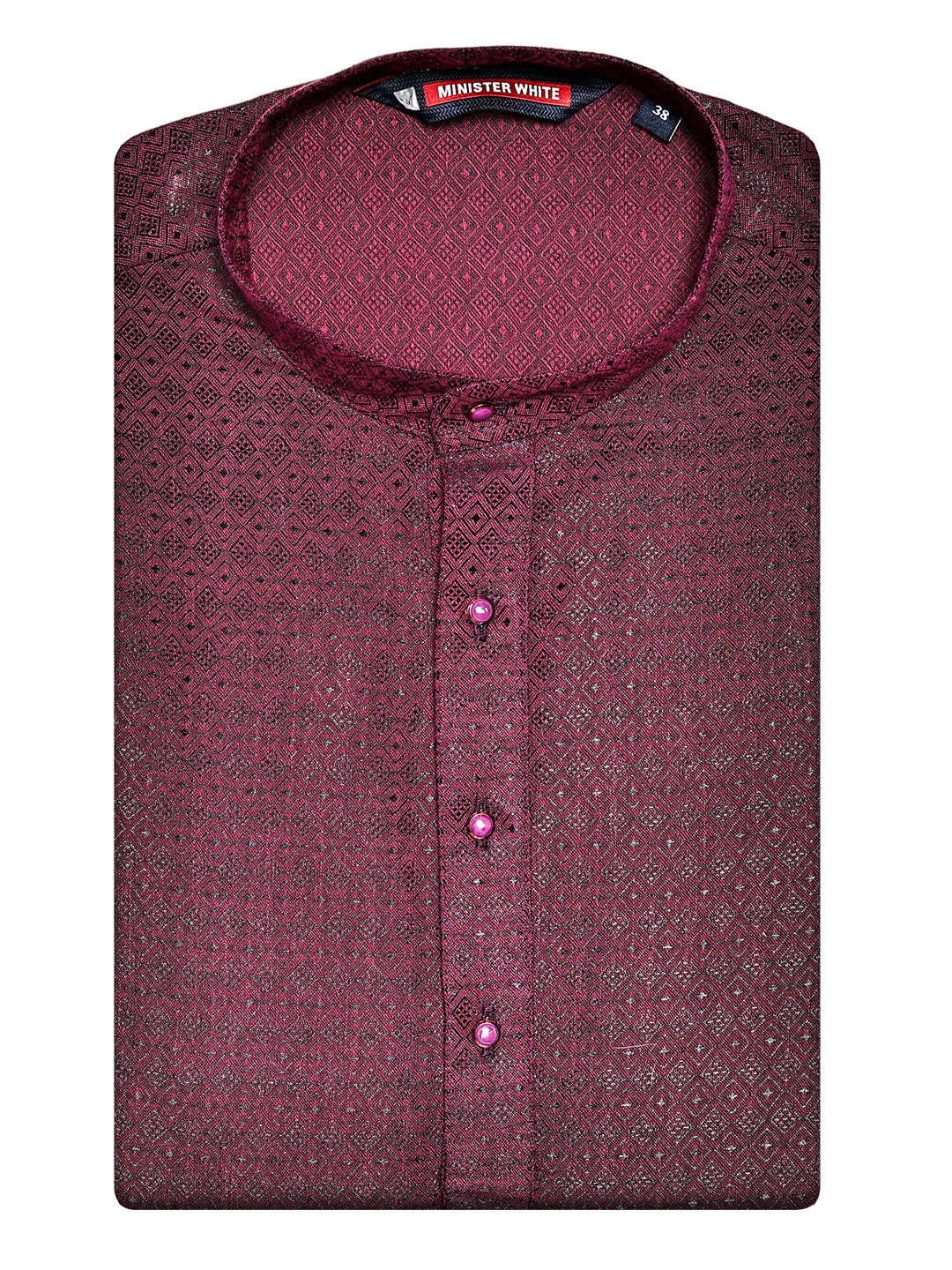 Men’s Cotton Dark Wine Jacquard Kurta 30035