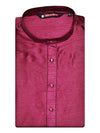 Men's Dupion Satin Maroon Mandarin Collar Kurta 11001