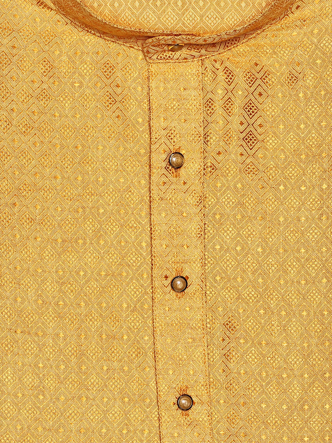 Men’s Cotton Mustard Yellow Jacquard Kurta 30035