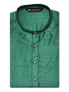 Men's Dupion Satin Emerald Green Mandarin Collar Kurta 11001