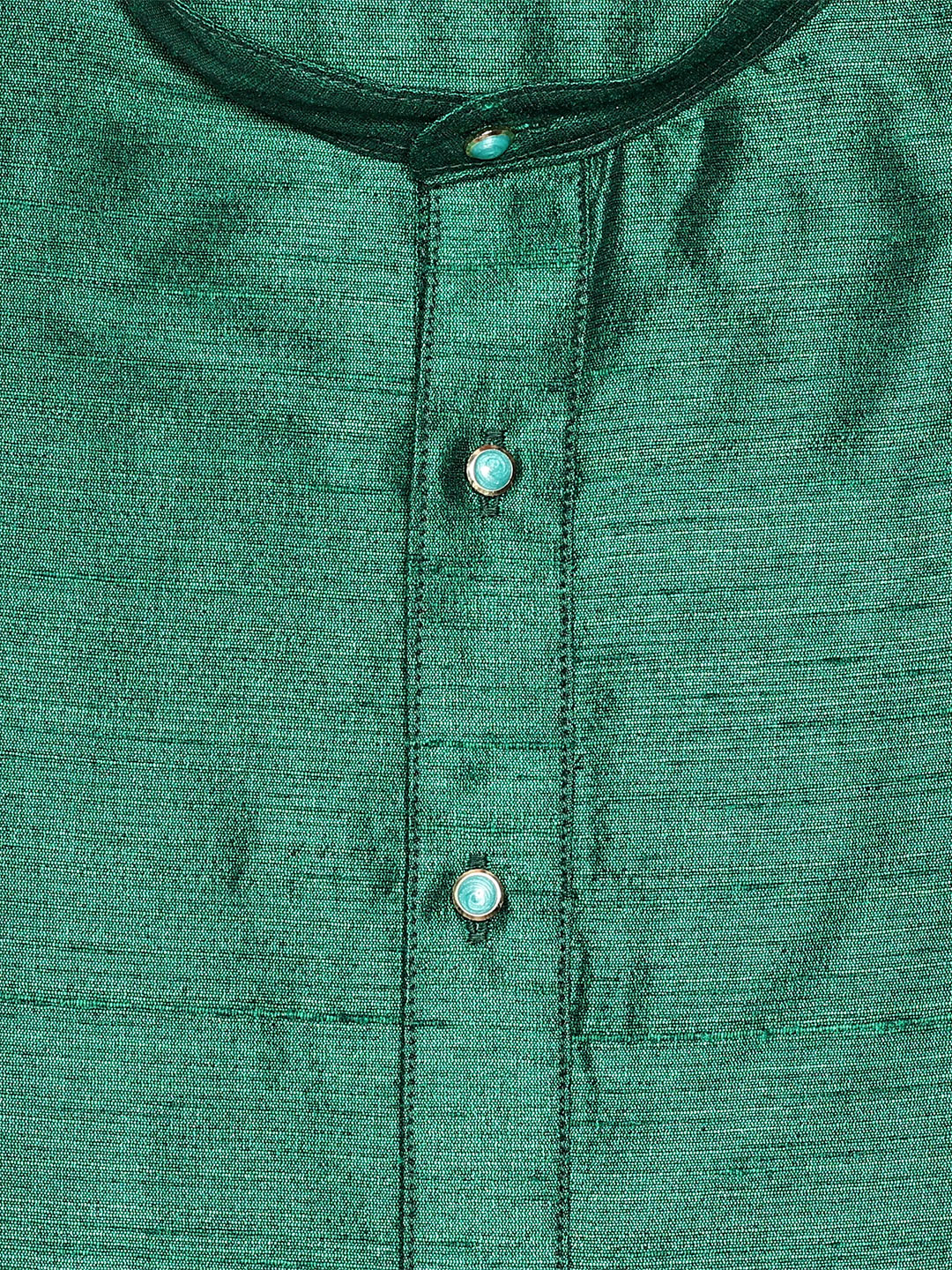 Men's Dupion Satin Emerald Green Mandarin Collar Kurta 11001
