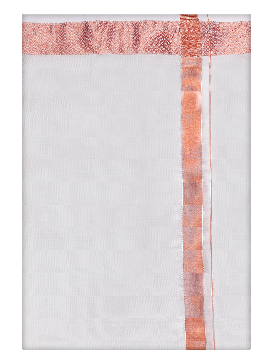 Men's Art Silk Half White Copper Jari Border Dhoti Finesse