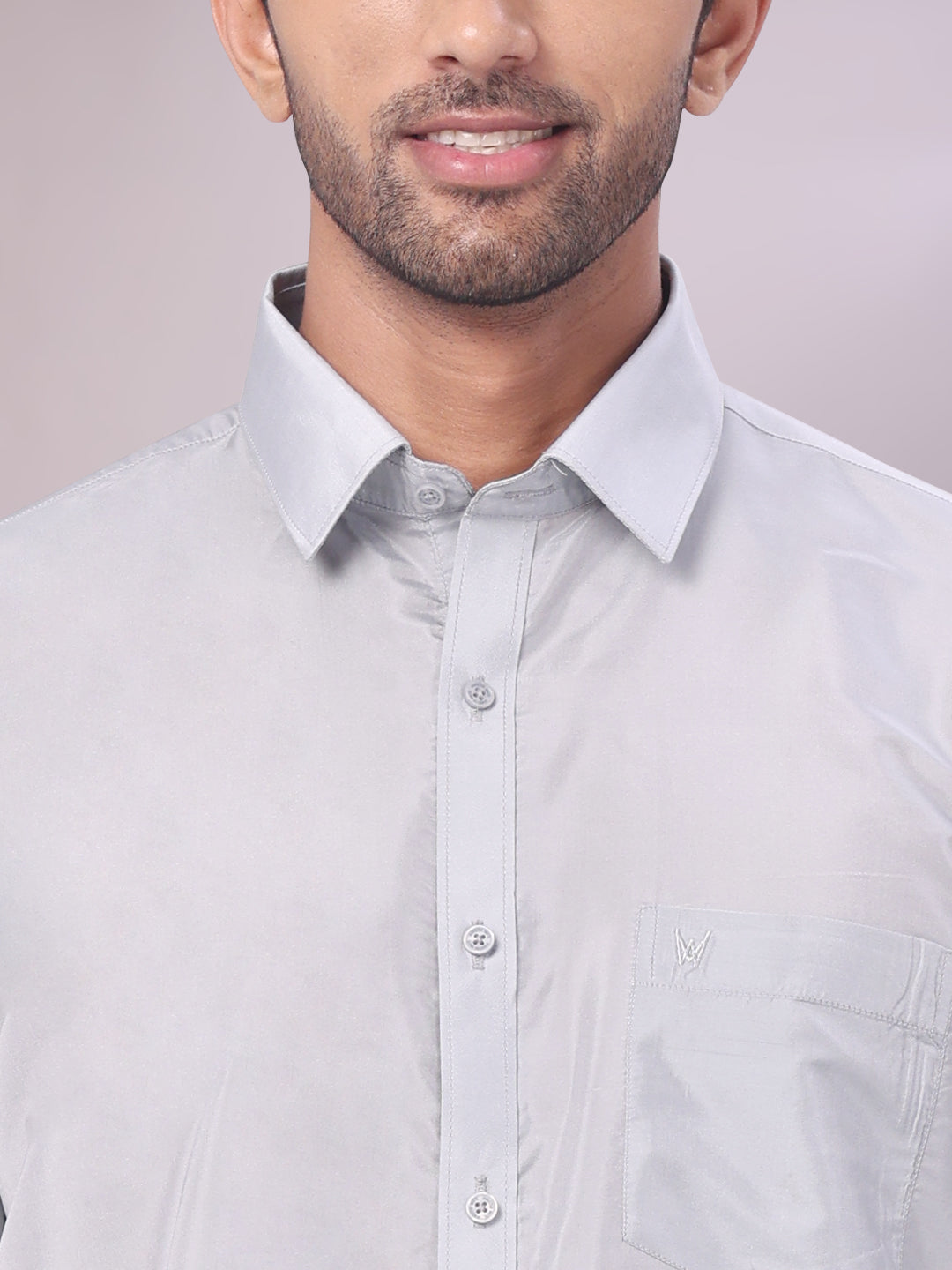 Men's Art Silk Steel Grey Full Sleeves Shirt Finesse