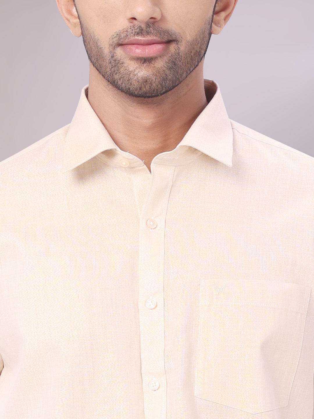 Men's Gold Color Tissue Shirt close view