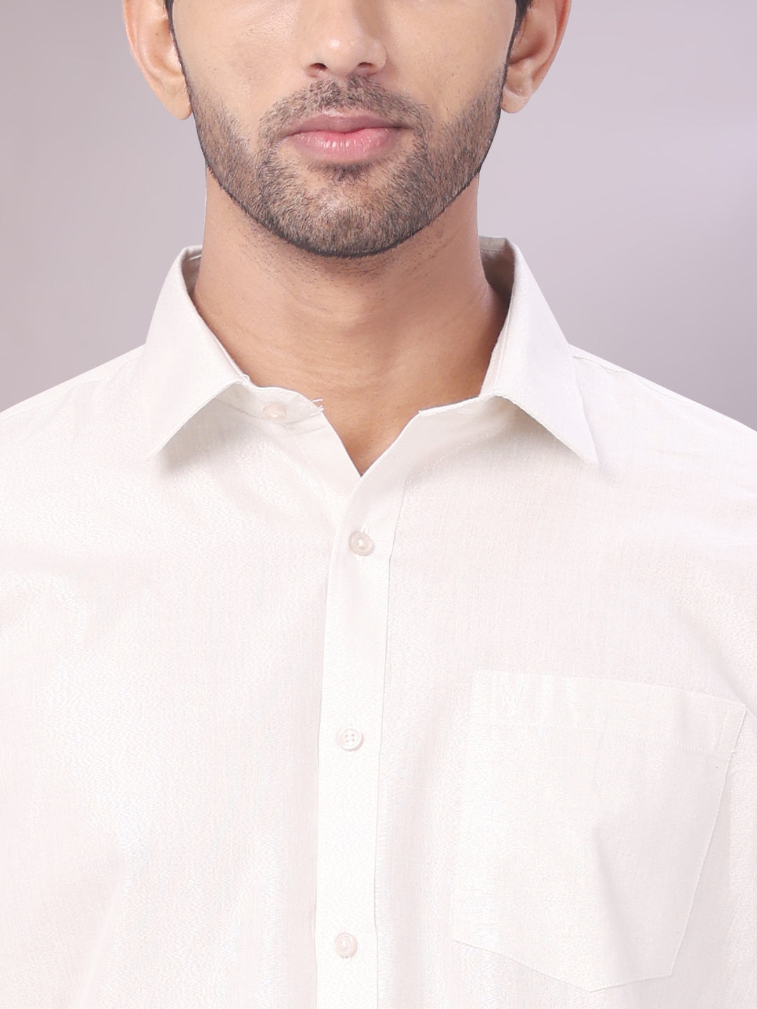 Men's Silver Color Tissue Shirt close view