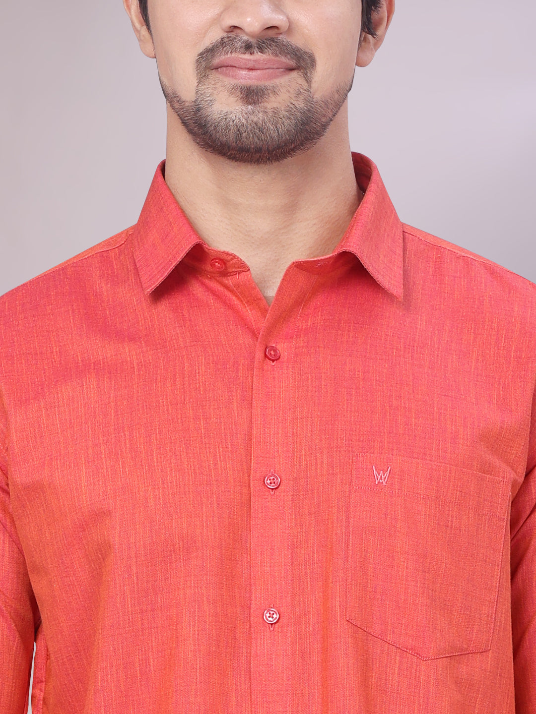 Father & Son Brick Color Cotton Shirt with Matching Border Dhoti Combo
