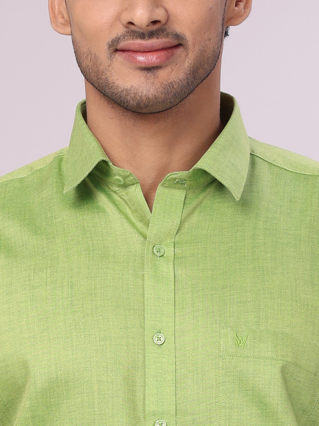 Men's Light Green Color Cotton Shirt close view