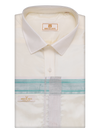 Mens Art Silk Cream Full Sleeves Shirt with Fancy Jari Border Flexi Dhoti Combo Finesse