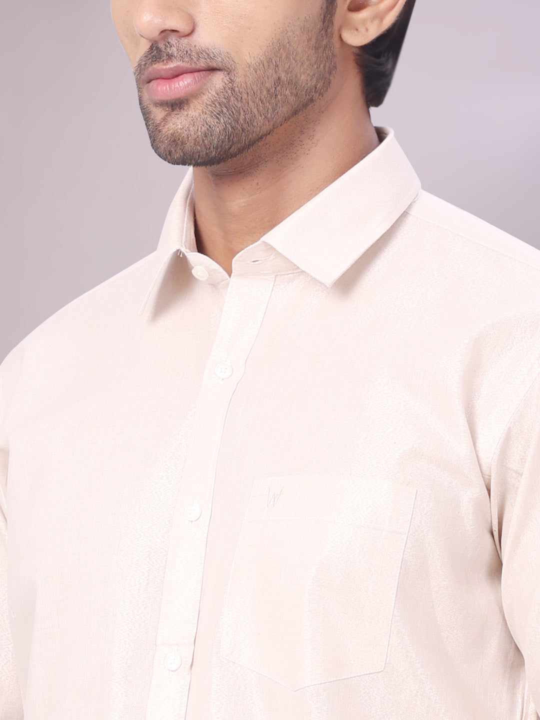 Men's Almond Color Tissue Shirt close view