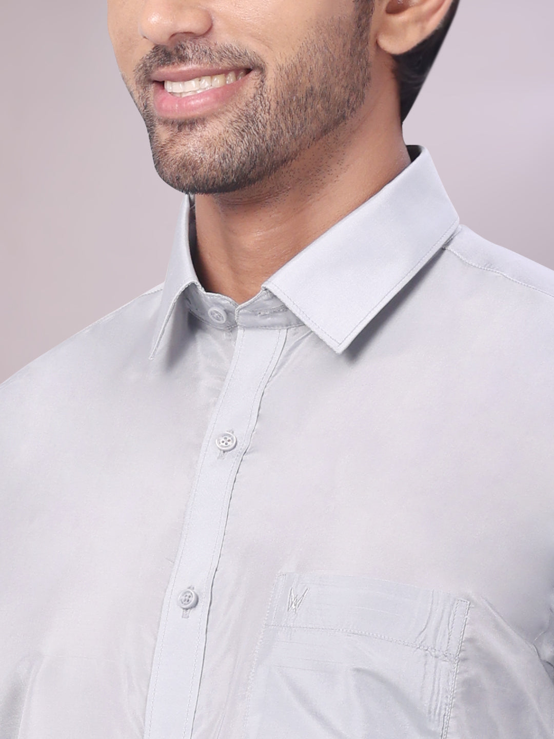 Men's Art Silk Steel Grey Full Sleeves Shirt Finesse