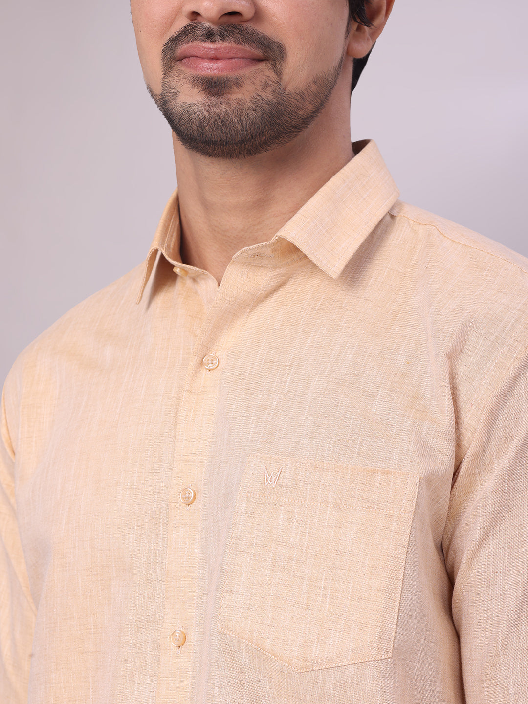 Men's Sandal Color Cotton Shirt close view