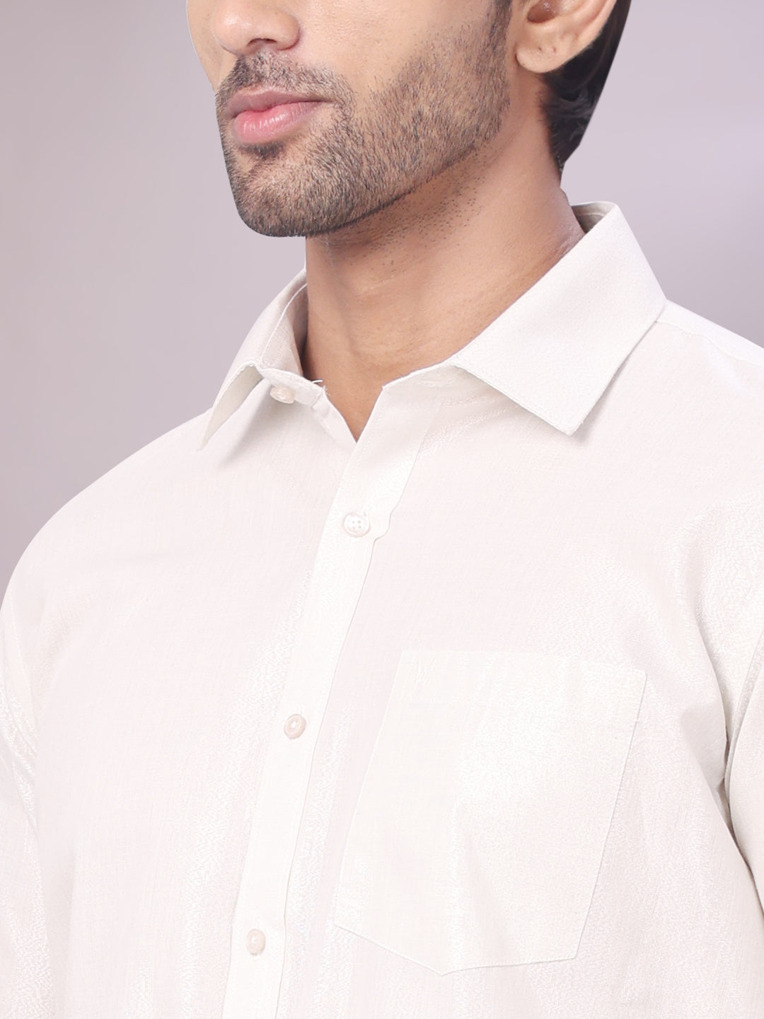 Men's Silver Color Tissue Shirt close view