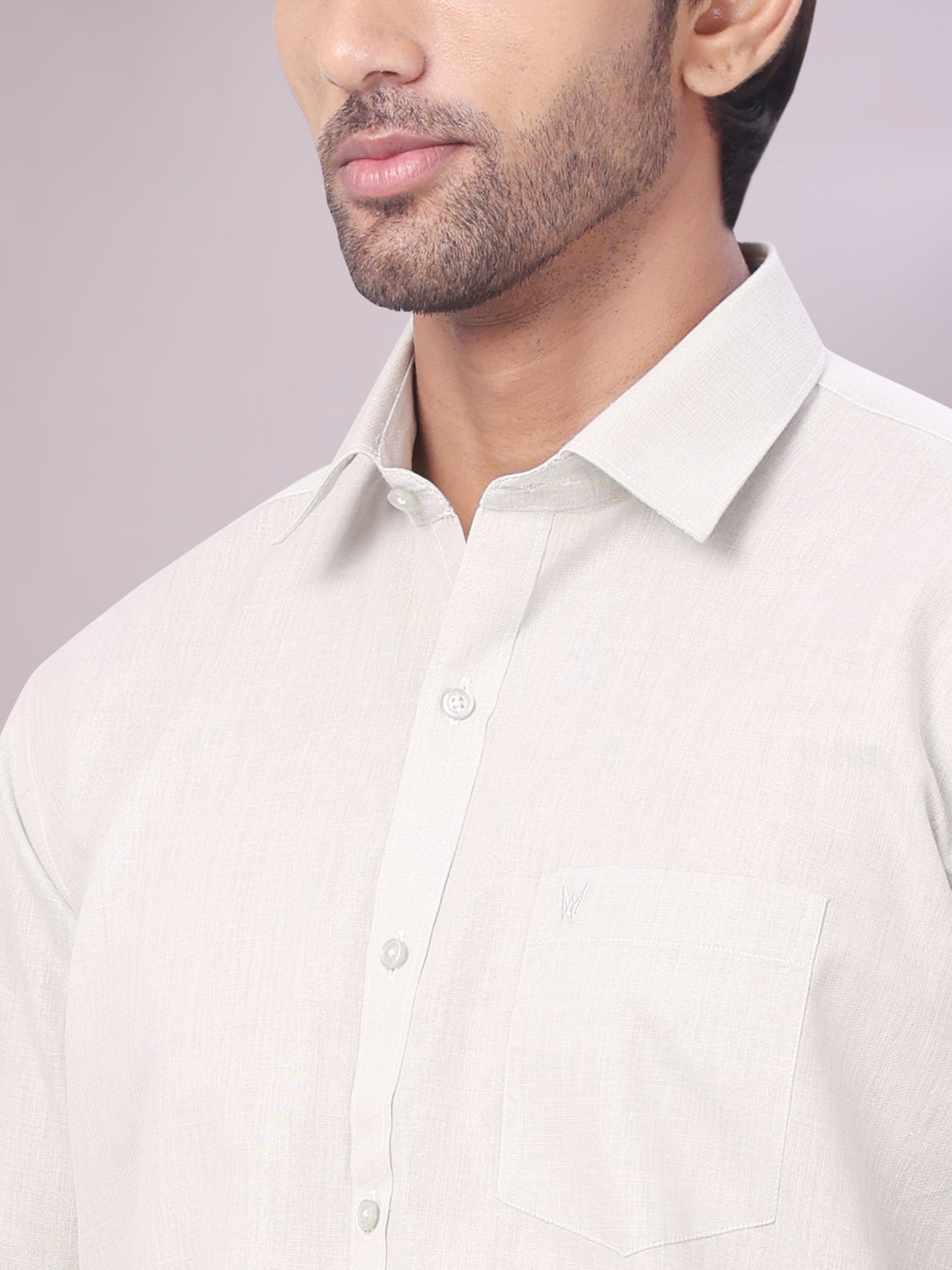 Men's Olive Green Color Tissue Shirt close view