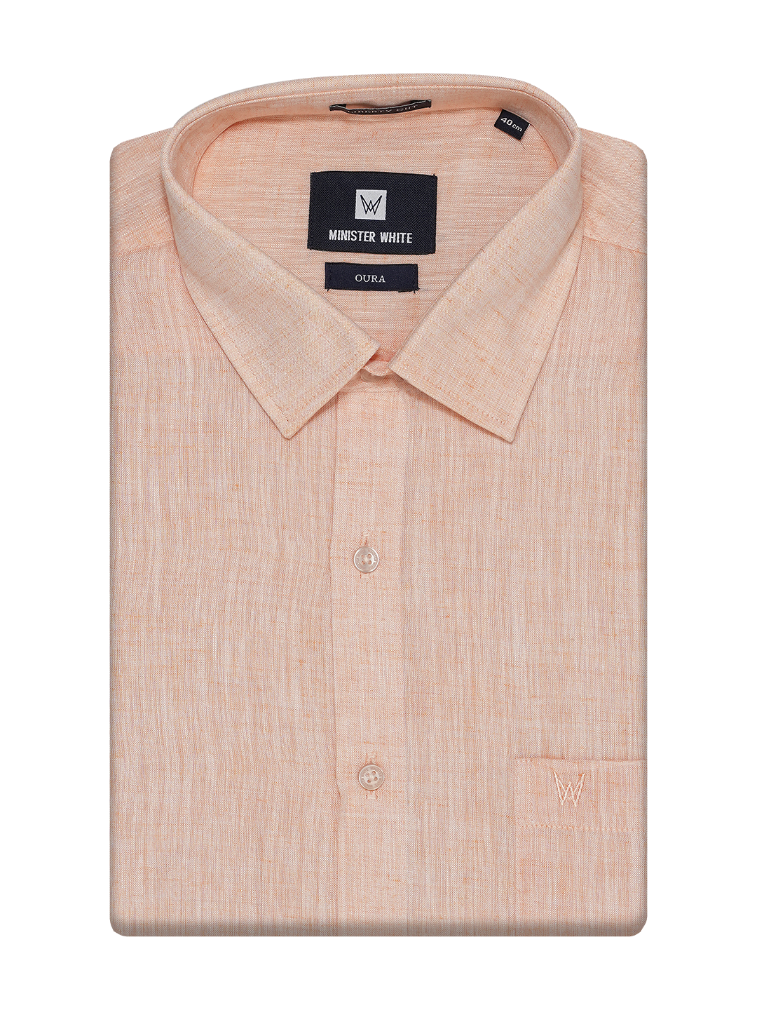 Mens Cotton Peach Colour Regular Fit Shirt Oura by Minister White