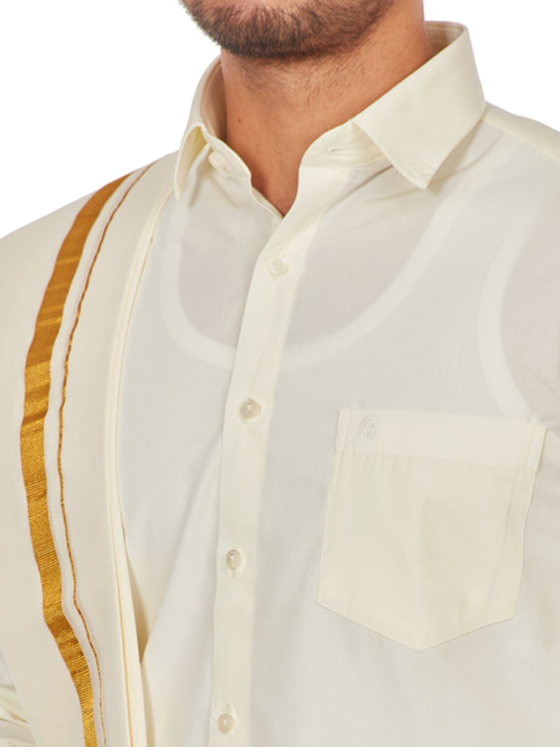 Mens Pure Cotton Cream Shirt by Minister White