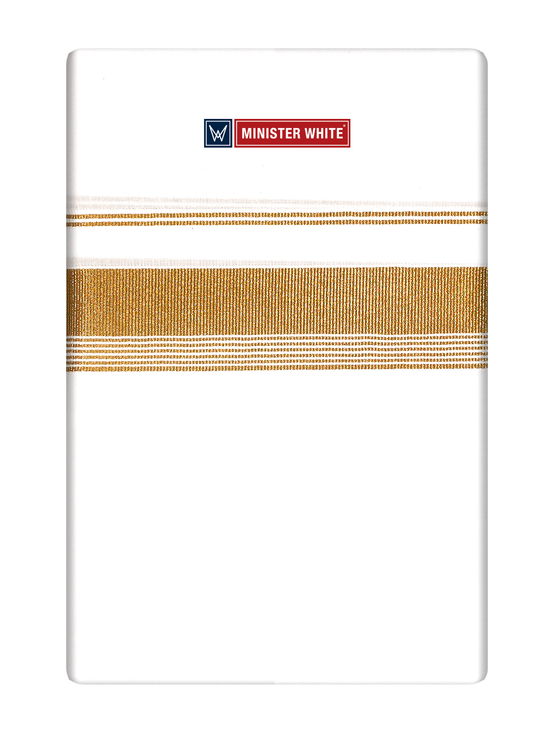 Mens Cotton White Single Layered Dhoti with Gold Fancy Border - Crown by Minister White
