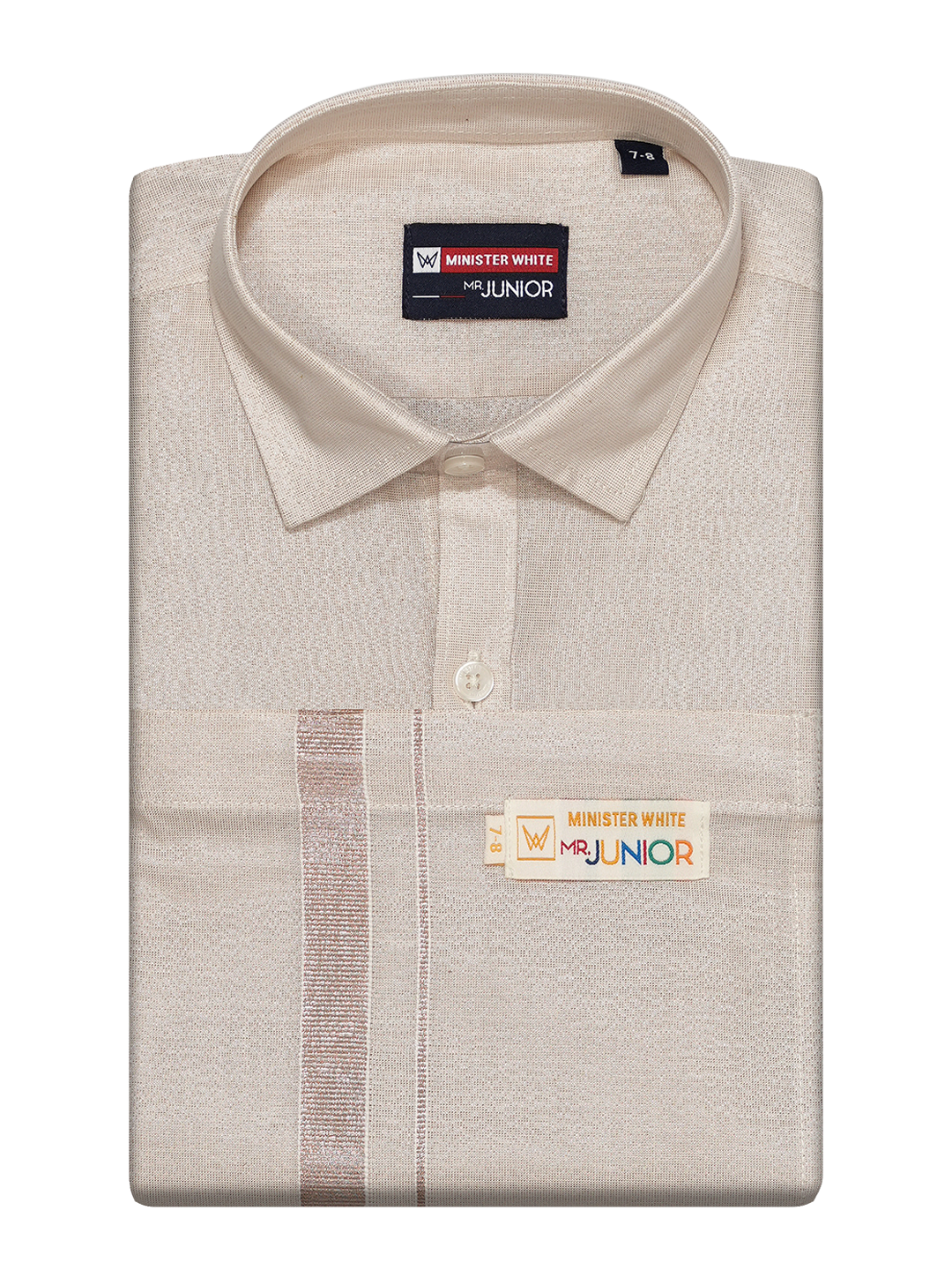 Boys Tissue Light Copper Colour Shirt with Dhoti Combo Ambitious Boy by Minister White