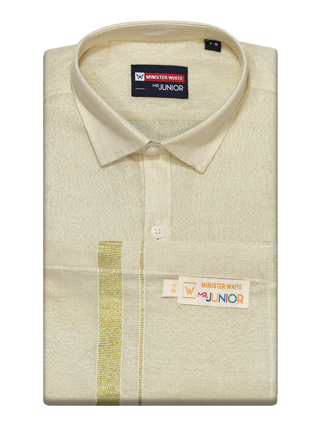 Boys Tissue Brass Colour Shirt with Dhoti Combo Ambitious Boy by Minister White