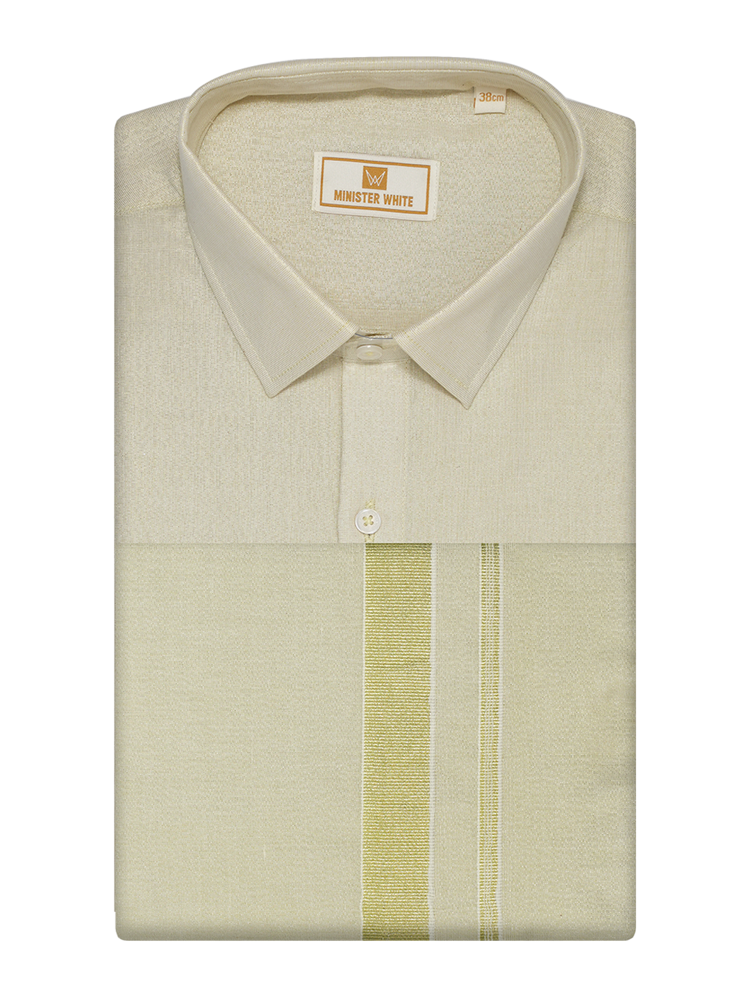 Mens Tissue Brass Colour Dhoti Shirt Wedding Combo Maverik by Minister White