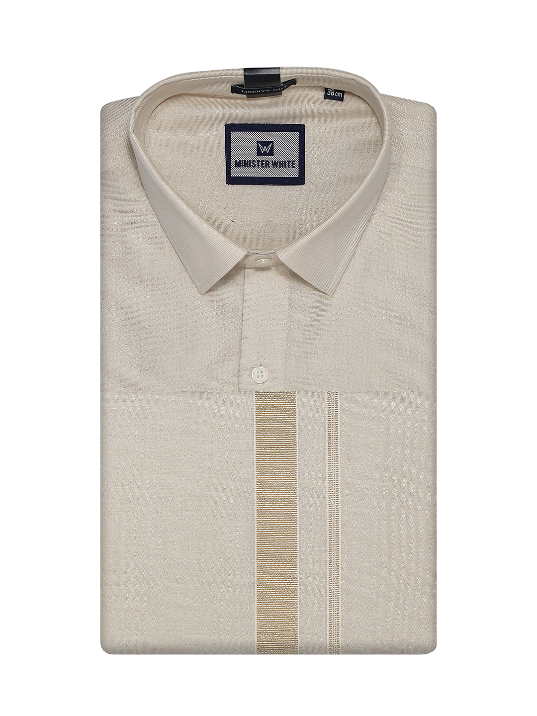 Mens Tissue Beige Colour Dhoti Shirt Wedding Combo Maverik by Minister White