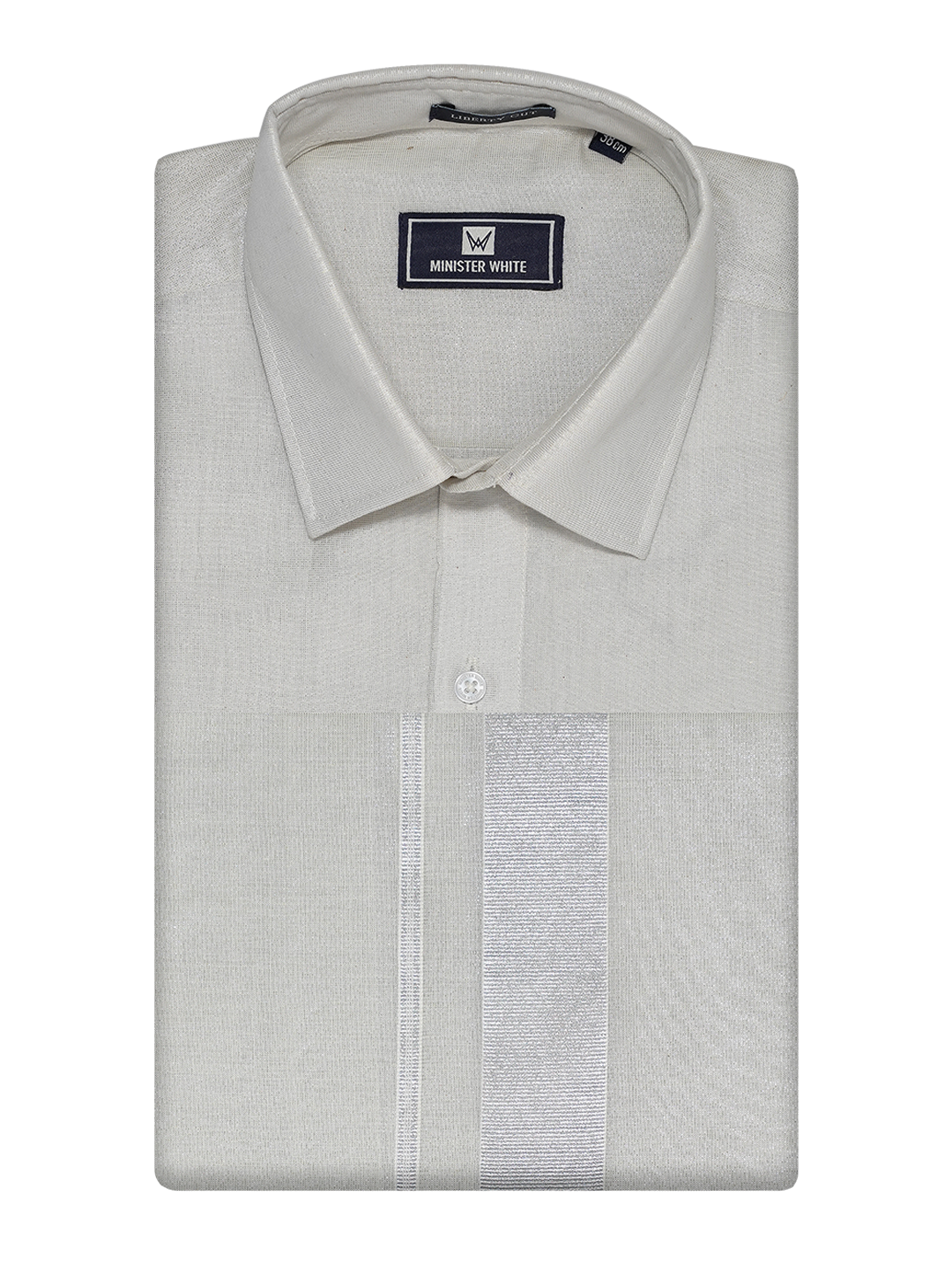 Mens Tissue Silver Dhoti Shirt Wedding Combo Maverik by Minister White