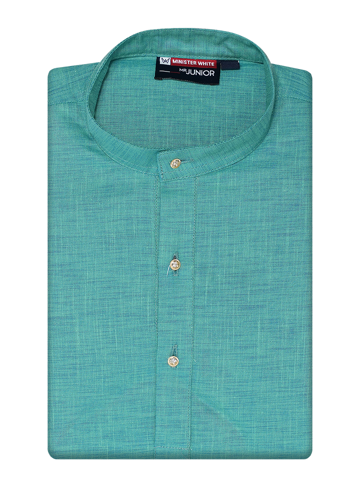 Boys Cotton Mint Blue Full Sleeves Kurta Selective Boy by Minister White