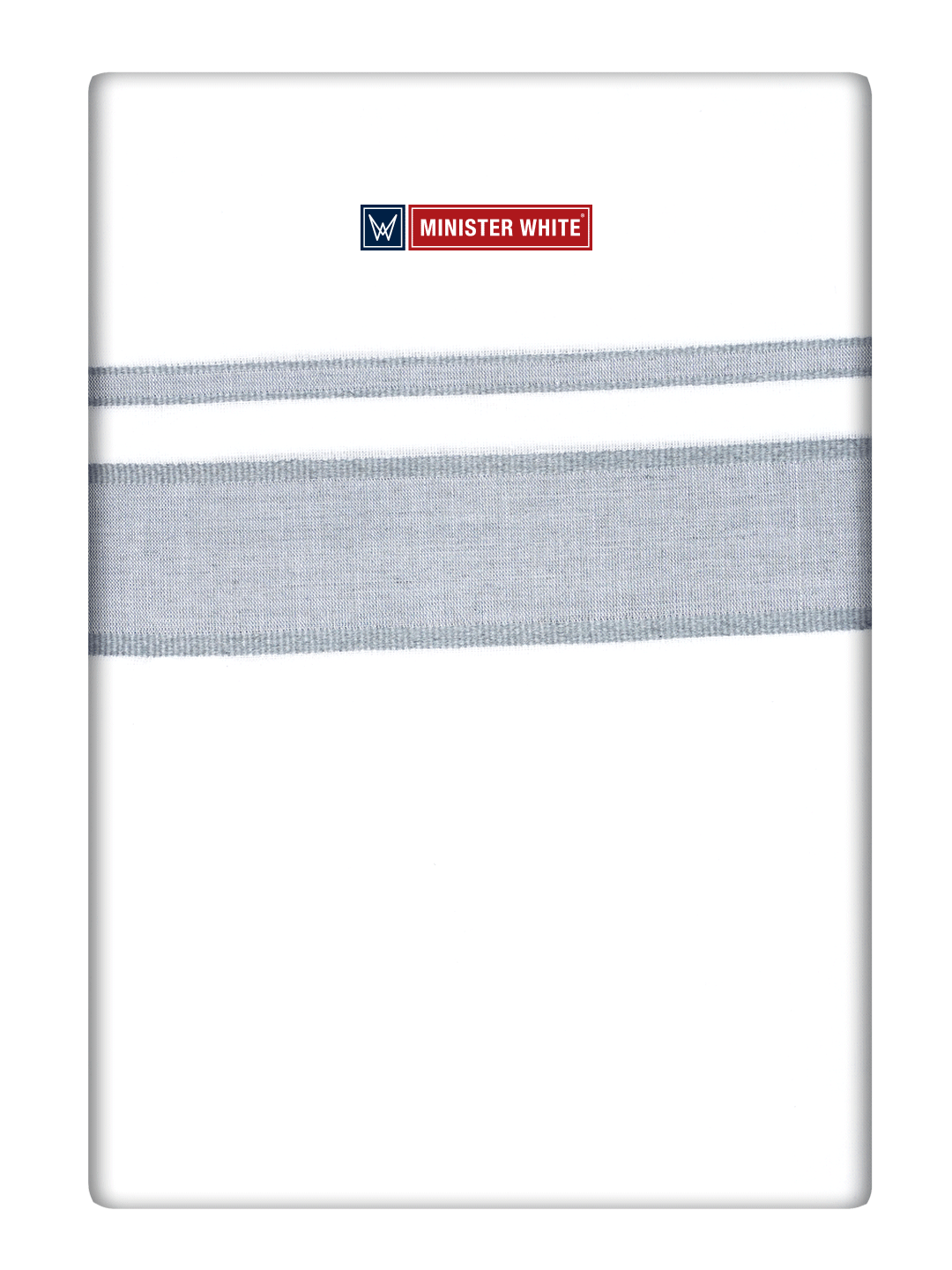 Mens Cotton White Double Layered Dhoti with Grey Fancy Kara - Empuran by Minister White