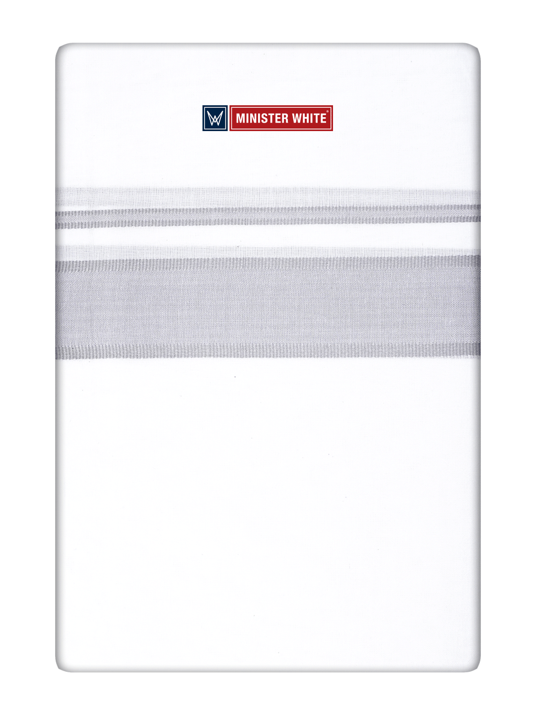 Mens Cotton White Double Layered Dhoti with Cement Fancy Kara - Empuran by Minister White