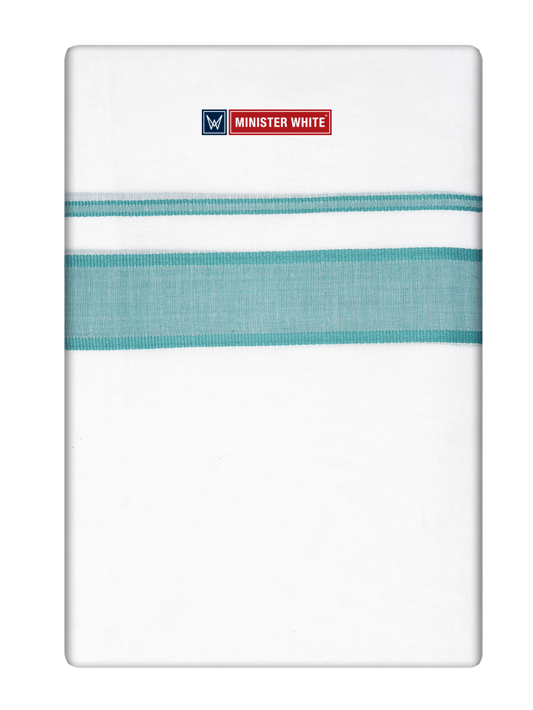 Mens Cotton White Double Layered Dhoti with See Green Fancy Kara - Empuran by Minister White