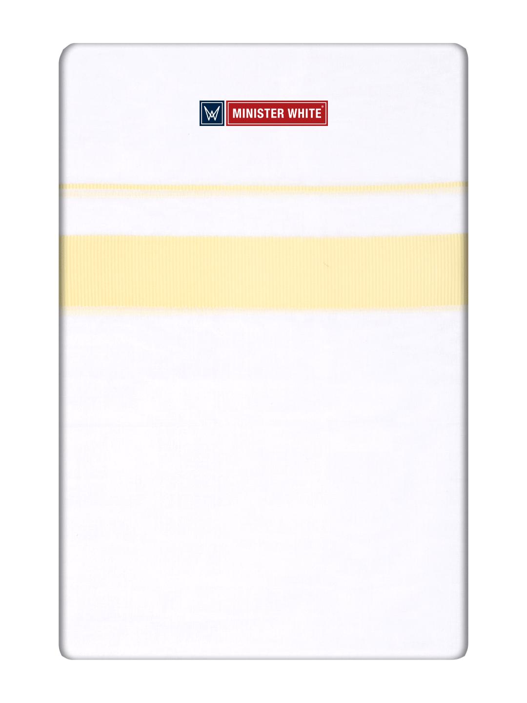 Mens Cotton White Double Layered Dhoti with Light Yellow Fancy Kara - Palakadan by Minister White