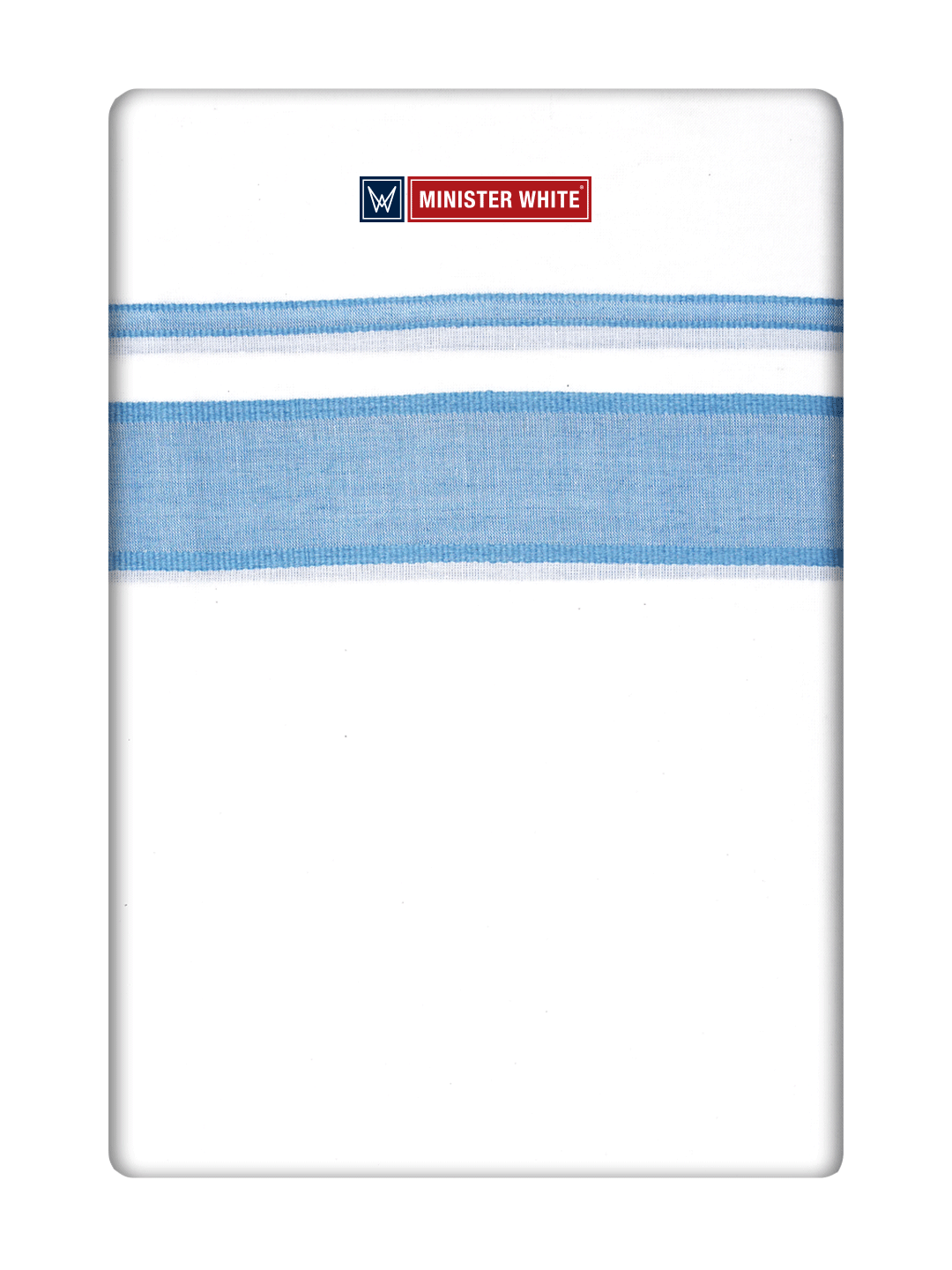 Mens Cotton White Double Layered Dhoti with Ice Blue Fancy Kara - Empuran by Minister White